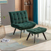 Folding Single Sofa Accent Chair Tub Armchair with Footstool Velvet Lounge Chair