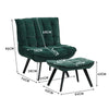 Velvet Upholstered Single Sofa Leisure Lounger Bedroom Accent Chair with Ottoman