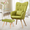 Occasional Scalloped Button High Back Fabric Armchair Sofa Chair Footrest Stool