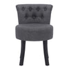 Grey Linen Makeup Chair for Vanity Button-Tufted Dressing Table Stool Wooden Leg