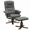 Faux Leather Swivel Recliner Chair Wooden Base w/Foot Stool Armchair Home Office
