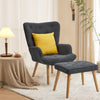 Modern Fabric Accent Chair with Ottoman Set Comfy High Back Armchair Home Office