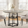 Dining Table Round Wood Top Metal Base Farmhouse Industrial Kitchen Dining Room