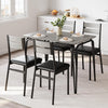 5PCS Wooden Dining Table Set for 4,Kitchen Table&Chairs Set w/Upholstered Seats