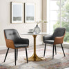 2pcs Faux Leather Dining Chairs Set Color Match Metal Legs Armchair Restauant