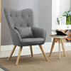 Fabric Armchair High Back Buttoned Upholstered Sofa Accent Chair with Foot Stool