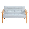 Solid Wooden Frame Scandi Linen Armchair Mini Sofa Button Upholstered Kids Chair
