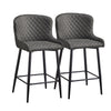 2 pcs Faux Leather / Velvet Bar Stools Diamond Design Soft Upholstered Seat Back