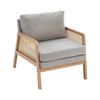 Vintage Upholstered Fabric Armchair with Button Lounge Chair Solid Wooden Frame