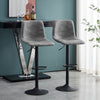 2pcs Bar Stools Faux Suede Padded Seat Stools Black Metal Matte Base Barstools