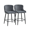 2 pcs Faux Leather / Velvet Bar Stools Diamond Design Soft Upholstered Seat Back
