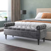 Velvet Upholstered Bench Bed End Window Seat Ottoman Storage Stool Bedroom