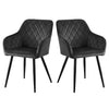 Set of 2 Armchairs Dining Chairs with Arms Velvet PU Faux Leather Chairs Kitchen