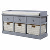 Hallway Bench Shoe Rack Entrance Storage Ottoman Cabinet Wicker Drawers Baskets