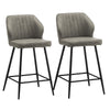 2 Pcs PU Bar Stools Kitchen Chair Seat Height 66cm Brown Beige grey