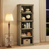 5 Tier Farmhouse Bookcase,Wooden Open Bookshelf Display Storage,Gray/Brown/White