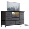 TV Stand with LED Light for 32-50" TVs, Media Console Table w/ 8 Drawers Bedroom