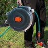 WHITE Wall Mounted 20m Auto Rewind Retractable Hose Reel 9in1 Water Spray Pipe