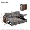 3-in-1 Chenille Sectional Sleeper Sofa Bed with Reversible Storage Chaise, USB