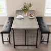 Dining Table Set for 4 w/ 2 Upholstered Benches, Space Saving Kitchen Table Set