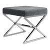 Square Fabric Stool Footstool Pouffe Seat Sofa Side Chair with Chrome Legs Stand