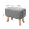 Linen Footstool Footrest Ottoman Pouffe Padded Rectangle Seat Chair w/ Wood Legs