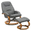 360° Swivel PU Recliner Lounge Sofa W/Footrest Footstool Faux Leather Wood Base