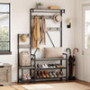Coat Rack Shoe Bench with Storage Cubbies, Hooks & Top Shelf，Entryway Organizer