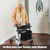Folding Aluminum Walker Four Wheels Medical Rollator with Seat & Carrying Bag