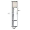 Floor Lamp with Storage Shelf Standing Light Linen Shade Bedroom Livingroom Wood