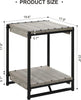 2 Tier Wood Side Table w/ Shelf, Square End Table Nightstand Living Room Bedroom