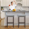 Set of 2 Saddle Bar Stools Backless Counter Stool W/ Upholstered Sponge Cushion