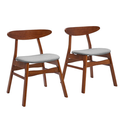 2x Wooden Frame Dining Chairs Cushion Padded Seat Curved Back Kitchen Furniture