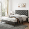 4ft6 Double Bed Frame Upholstered Platform Bed with Adjustable Headboard Velvet
