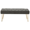 Velvet Long Seat Bench Dining Chairs Soft Padded Metal Legs Lounge Stool Home