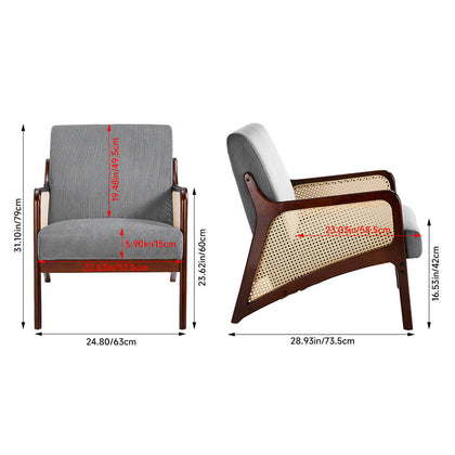 Modern Accent Chair Corduroy Reading Armchair Upholstered Sofa Rubber Wood Frame