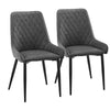 Set of 2 Dining Chairs Faux Leather PU Cushion Padded Seat Metal Legs Restaurant