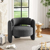 Oversized Chenille Barrel Accent Chair,Modern Round Armchair w/ Curved Backrest