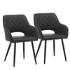2 Pcs Brown GreyDining Chairs Faux Leather Diamond Cushion Seat With Hole