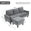 L-Shaped Couch Sofa 4-Seater Sectional Sofa Couches With USB, Cup Holder