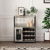 Modern 3Tier Bar Cabinet with Removable Rack & Mesh Door,Adjustable Shelves