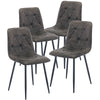 4X Dining Chairs Set Faux Suede Leather Padded Seat Metal Leg Kitchen