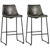 2× Bar Stools Vintage Leather Kitchen Counter Upholstered Chairs W/Footrests
