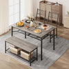 Dining Table Set for 4,Rectangular Table with Upholstered Chairs& Storage Benche