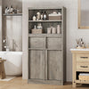Bathroom Cabinet,51" Freestanding Storage Unit w/Doors&2-Drawer,White/Black/Gray