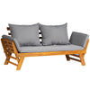 Acacia Wood Garden Sofa Bed Folding Daybed Collapsible Chaise Lounge w/ Cushion