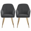 2X Dining Chairs Velvet Set Padded Seat Gold Metal Leg Kitchen Chair Home Office