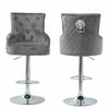 Luxury Velvet Lion Knocker Quilted Back Dining Chair Black Grey Tall Bar Stool