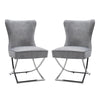 2x Button Back Dining Room Chairs Stainless Steel Legs Padded Seat Accent Chair