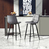 2 pcs Modern Grey Breakfast Bar Stools Velvet Padded Seat Metal Legs Kitchen Pub